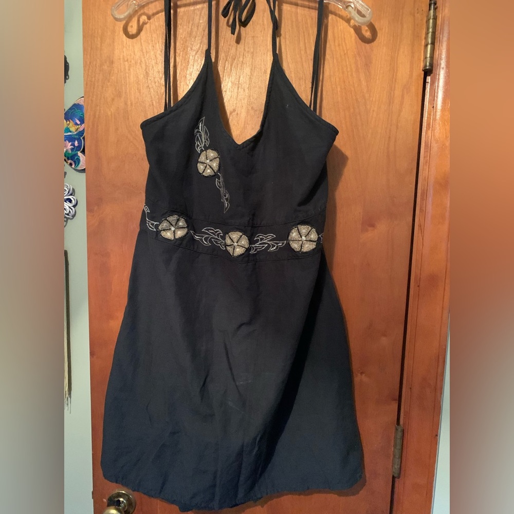 Embroidered halter dress
